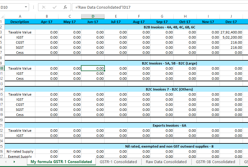 Consolidated Formula XLS Sheet