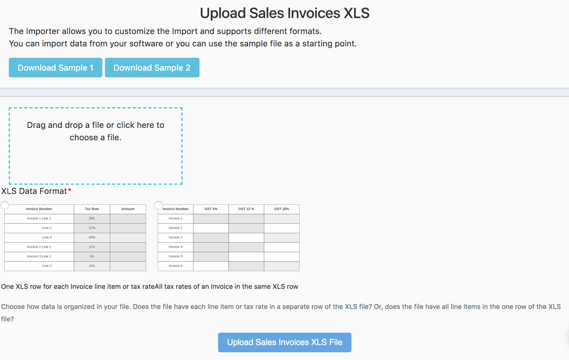 Upload Sales Invoice Page