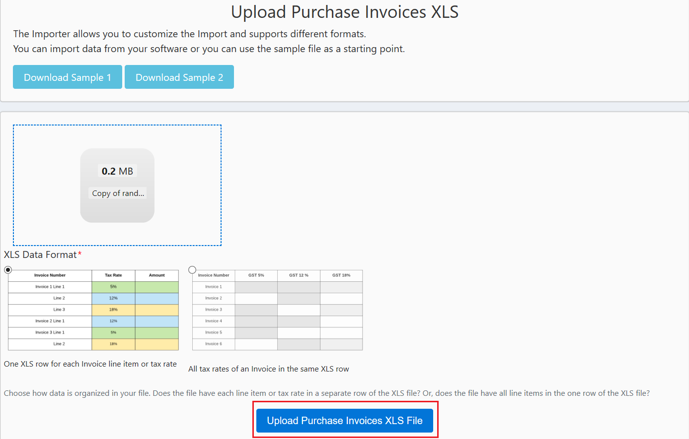 Upload Purchase Invoice Excel into GSTZen