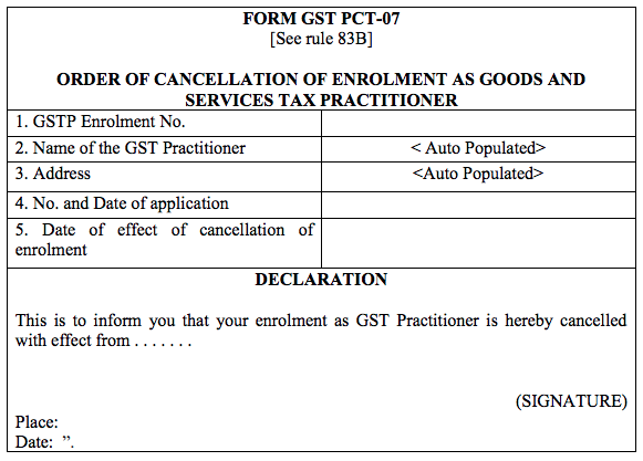 Form GST PCT -07
