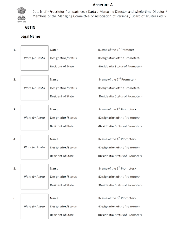 GST Reg 06 Anexure Image