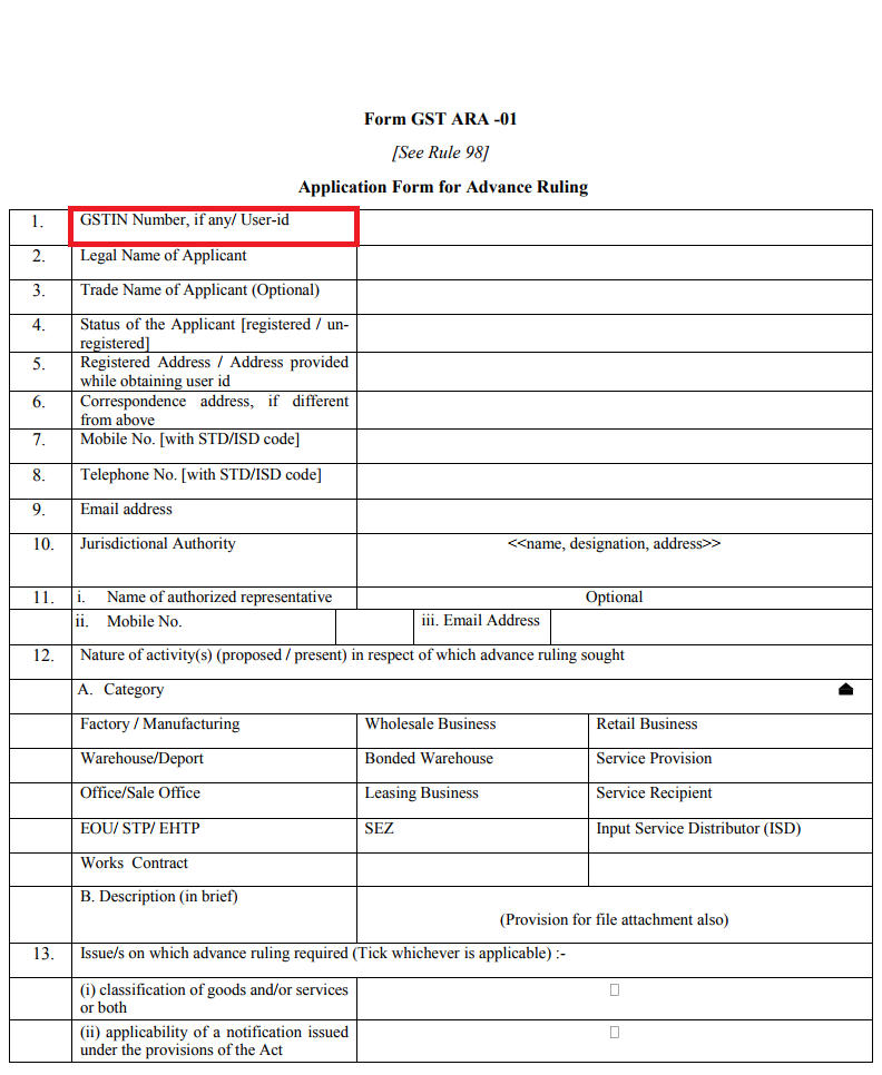 Form GST ARA-01