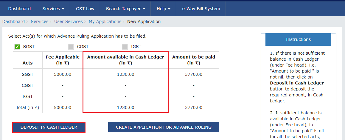 CREATE APPLICATION FOR ADVANCE RULING