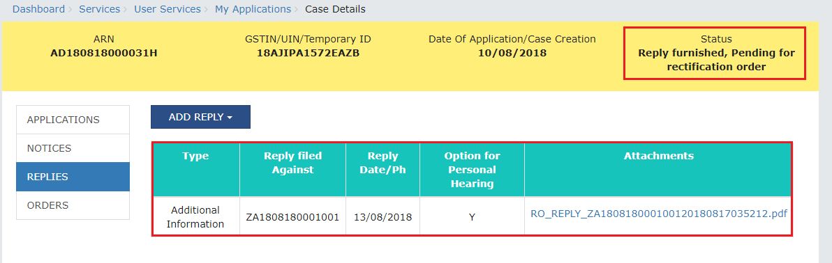 User Manual – Filing Application for Rectification of Order