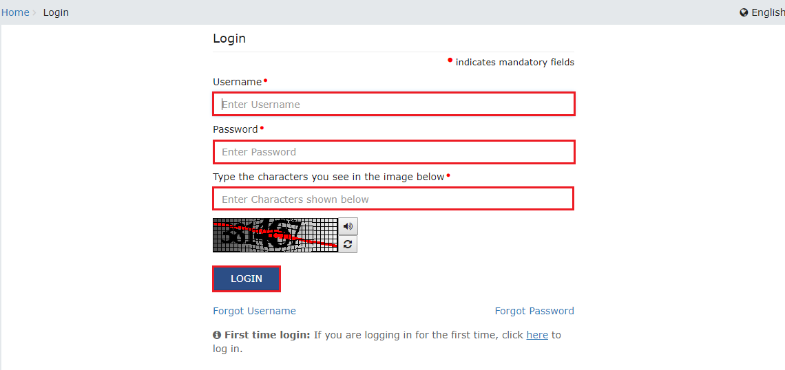 Login Mandatory Fields