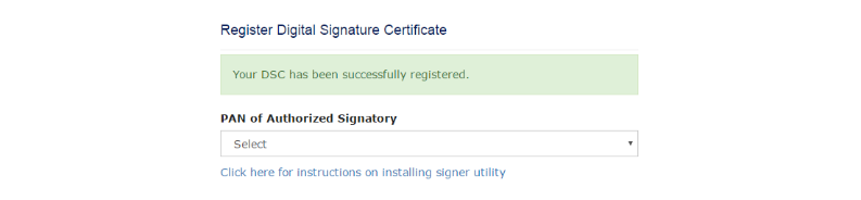 DSC has been successfully registered