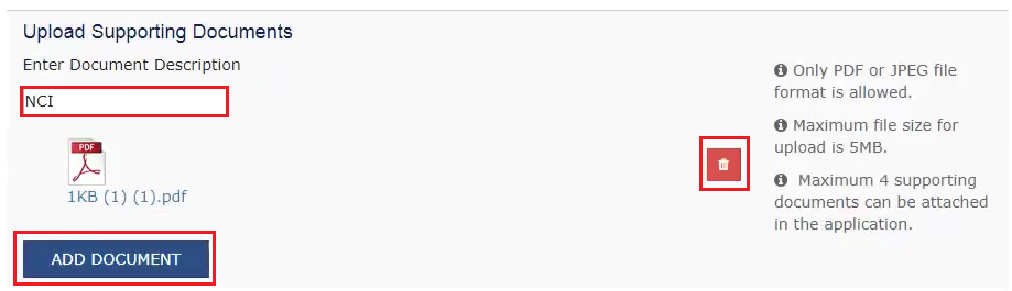 Upload Supporting Documents