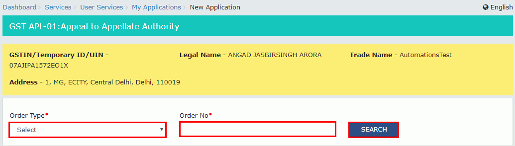 User Manual – Filing An Appeal Against Demand Order (FORM GST APL-01)