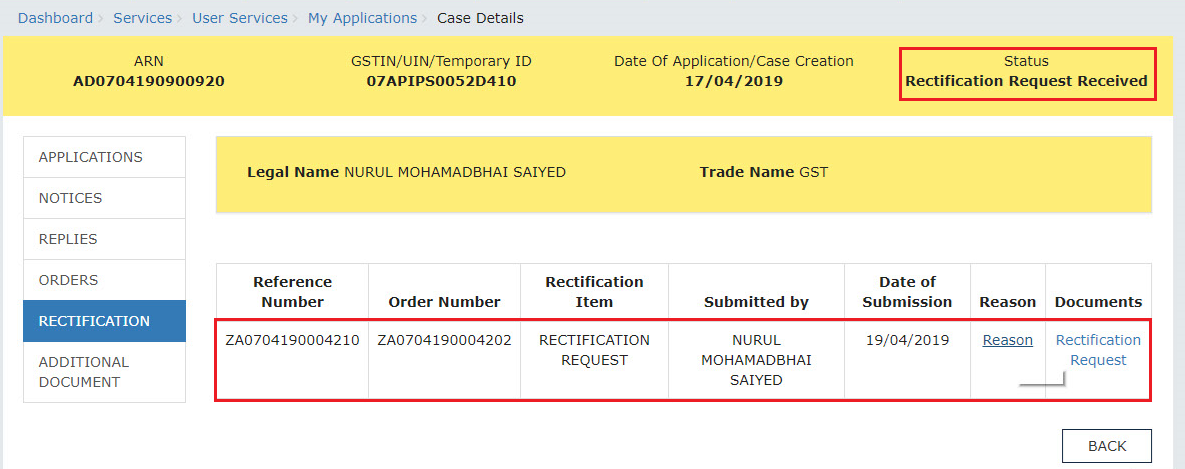 User Manual – Filing Reply and Rectification Request during Proceedings ...