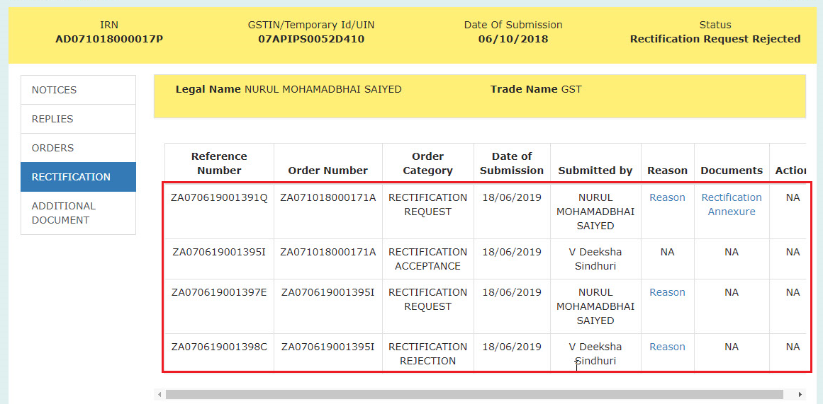 Select the Rectification