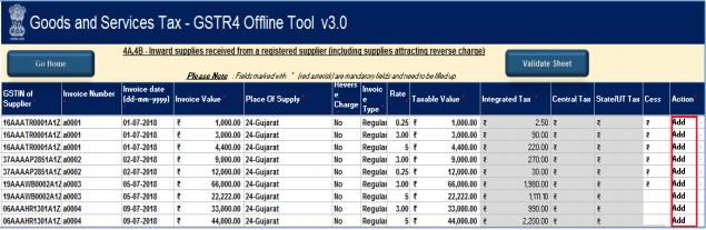 Invoice details in offline tool