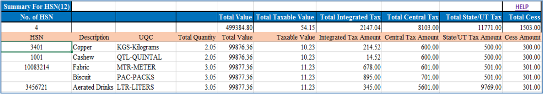 HSN Summary