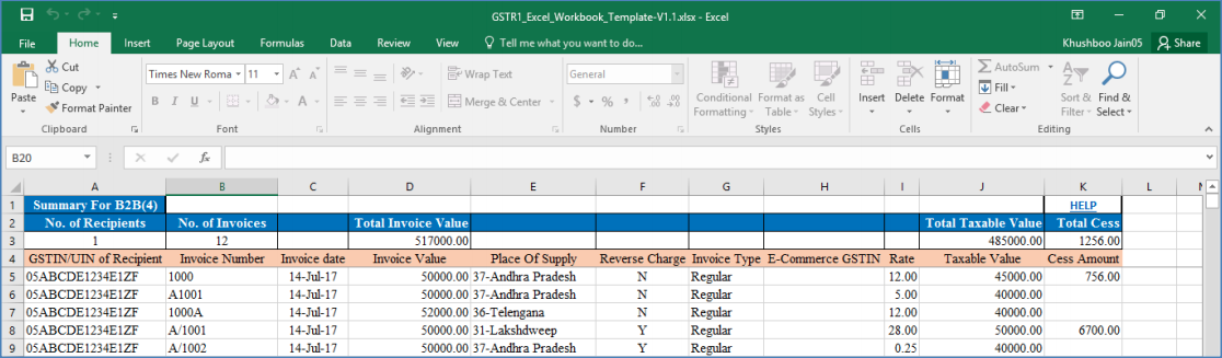 Excel file