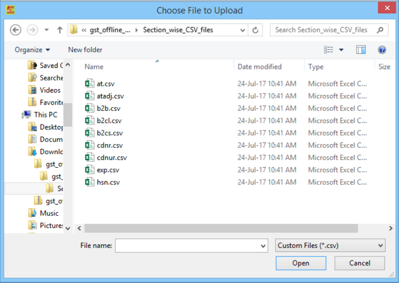 Select CSV file