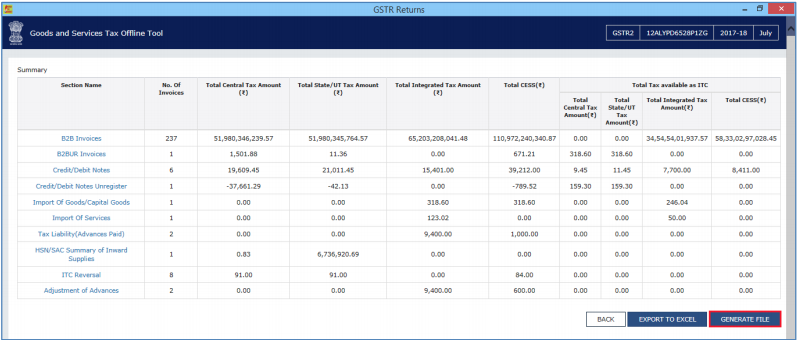 Summary page