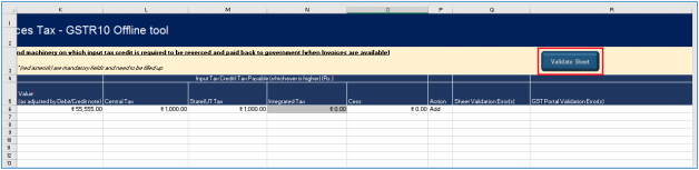 Click Validate sheet