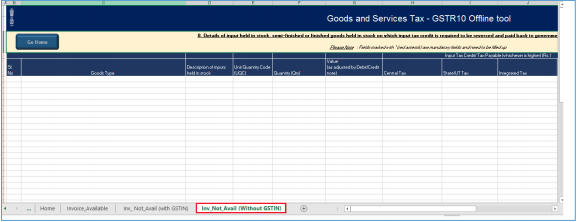 Inv-Not-Avail Without GSTIN