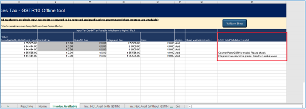 GST Portal Validation Errors