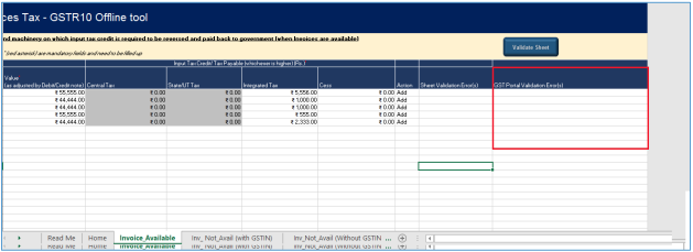 Click Validate sheet