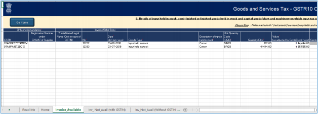 Autopopulated in the respective sheets