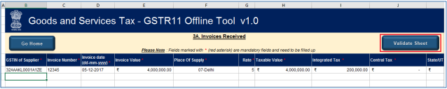 click Validate sheet