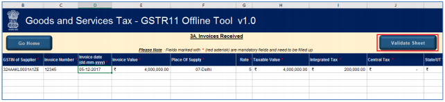 Click Validate Sheet