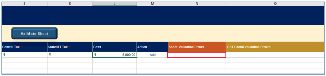 Sheet validation error(s) column