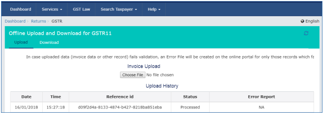 Post successful upload of data on GST Portal