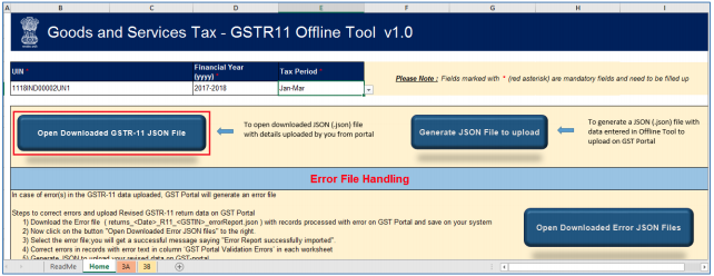 Click Open Downloaded GSTR-11 JSON File