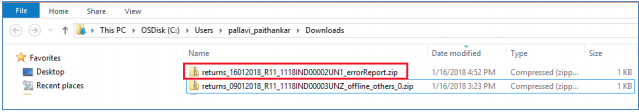 Error report is downloaded in .zip file