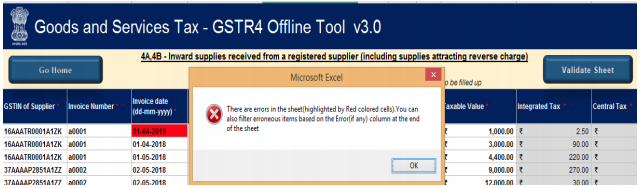 In case of unsuccessful validation, pop-up is displayed
