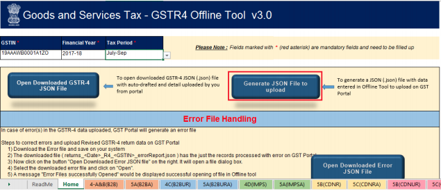 Click Generate JSON file to upload