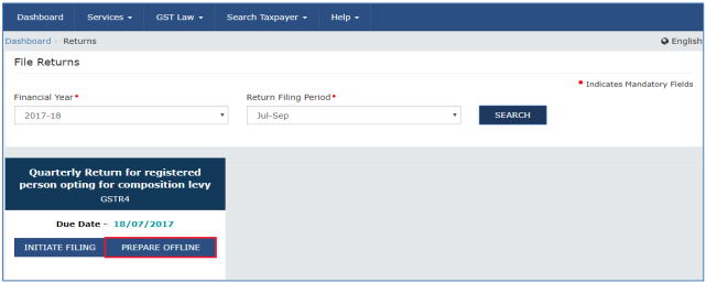 click Prepare offline