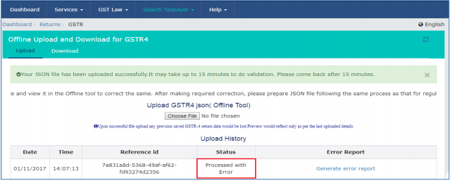 In case of validation failure