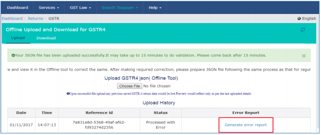 Click Generate error report