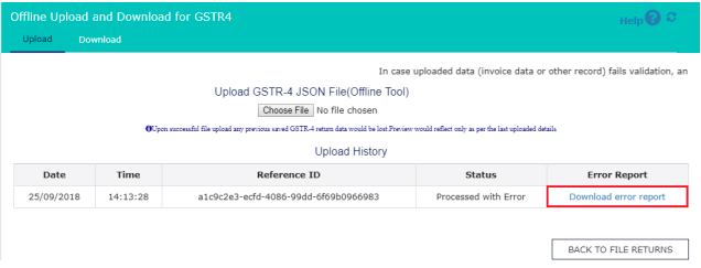 Click download error file