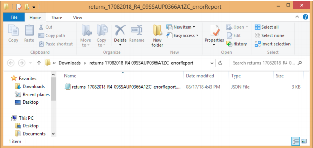 Unzipped folder contain JSON file