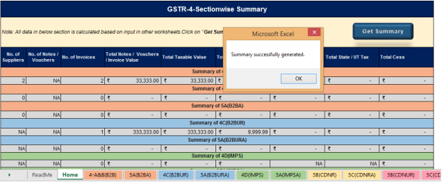 Summary is displayed