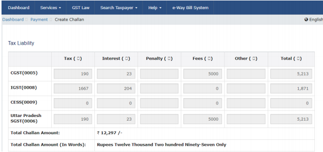 Click Create Challan