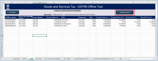 Validate sheet