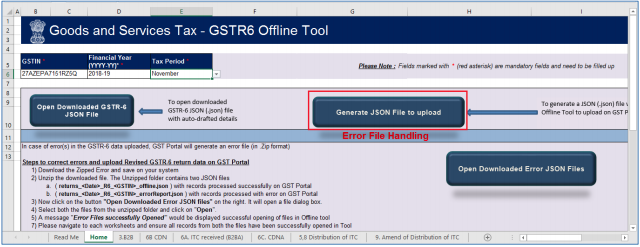 click Generate JSON file to upload