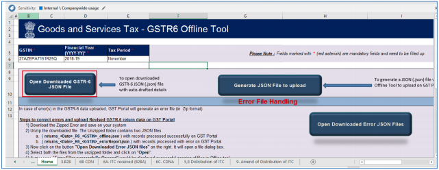 Click open download GSTR-6 JSON file