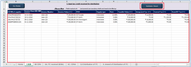 Click Validate sheet