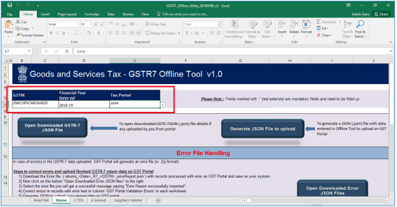 Select Financial year and Tax period