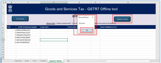 Click Validate sheet