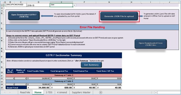 Click Generate JSON File to upload