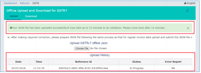 Upload History table