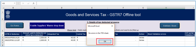 Click Validate sheet and ok