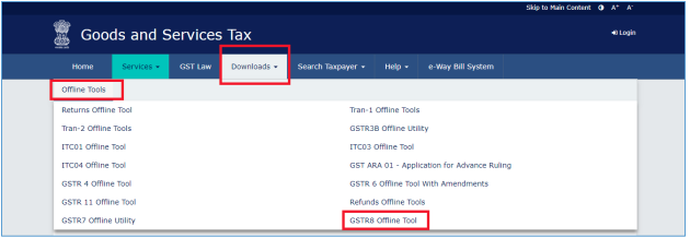 Click Download GSTR-8 offline