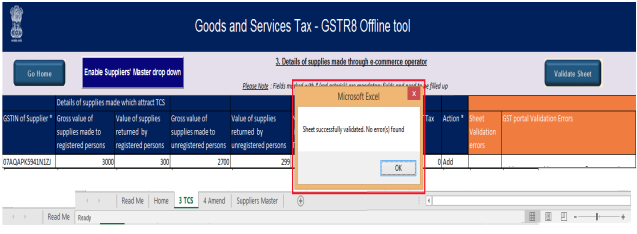 Click validate sheet